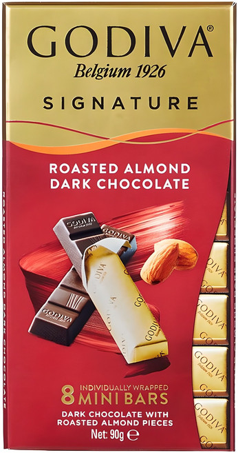 고디바 시그니쳐 로스티드 아몬드 다크 초콜렛 미니바, 90g, 1개