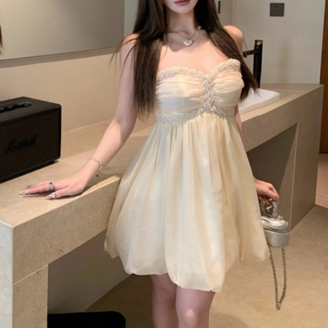 히또리 큐티 러블리 바닷가 해변 페플럼 미니 원피스 X4408