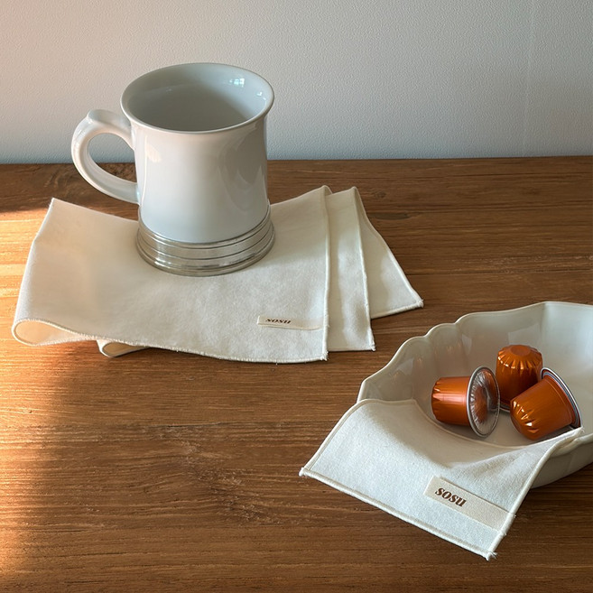 소수 심플 광목 무지 코튼 키친크로스 테이블매트 행주 패브릭, 1개, 아이보리