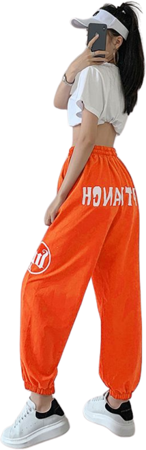 댄스복 바지 여성용 조거팬츠 하이웨스트 재즈힙합 스트리트댄스 스니커즈 팬츠 뉴타임즈 P149E934