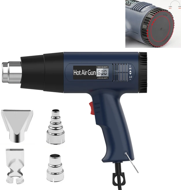 2000W 건물 열 건조기 220v 히트 건 용접 도구 온도 조절 가능 산업용 헤어 드라이어 수축 포장 도구, 1개