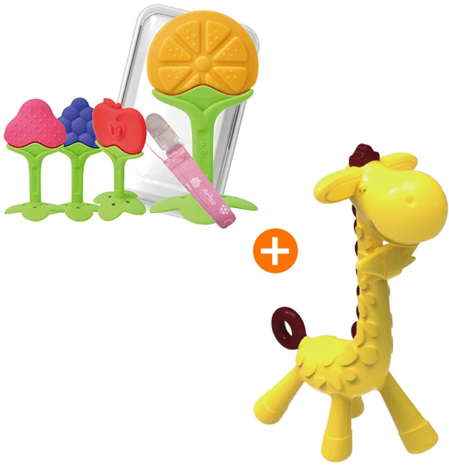 과일치발기 세트 + 기린치발기 (케이스 포함), 치발기+집게+케이스, 오렌지+기린, 1세트 - 쿠팡