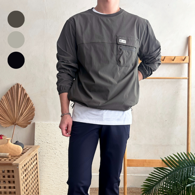 네파 티셔츠 등산복 남성 긴팔 아웃도어 우븐 맨투맨 with 테밍 파우치