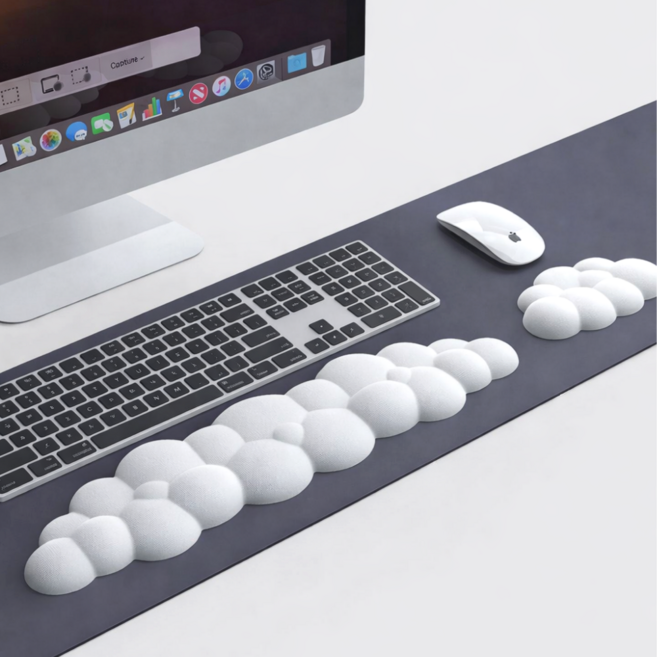 익스오더 구름 메모리폼 키보드 마우스 손목받침대 세트, 1세트, 화이트