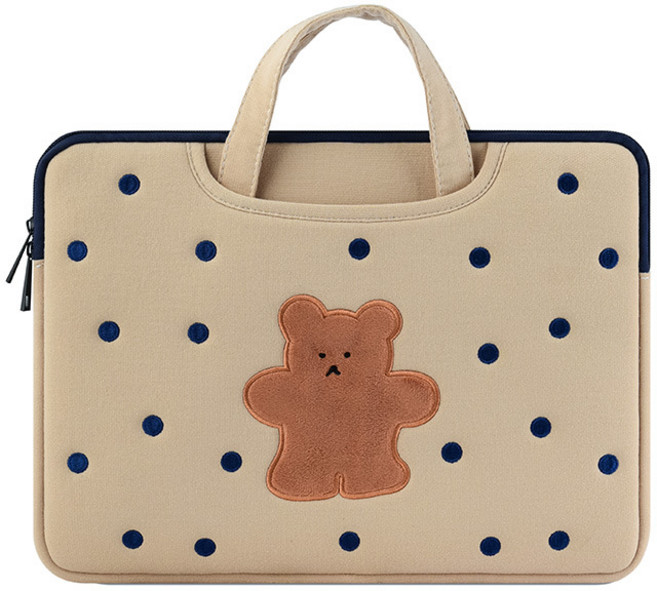 도트 곰돌이 노트북가방 손잡이 맥북가방 13인치 16인치 17인치, 1개