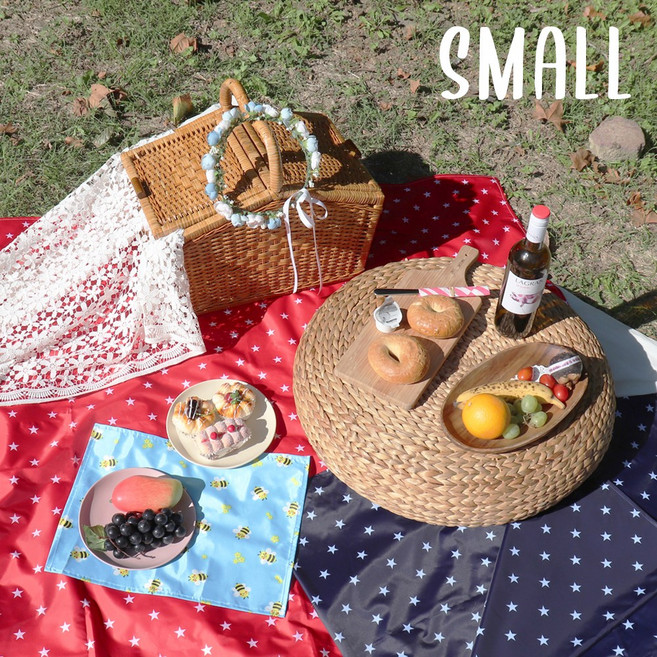 핸드메이드 양면방수 소형 피크닉 테이블 매트 패드 돗자리 휴대용 다용도 야외 캠핑 소풍, 더해피 양면방수 피크닉 매트(소형)/백곰(스카이)