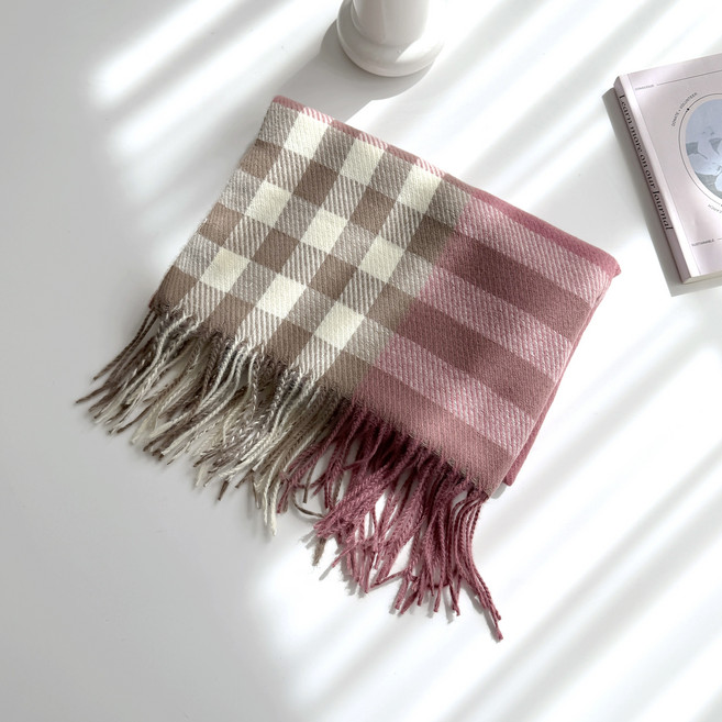 망고냥 여성 목도리 겨울 체크 머플러