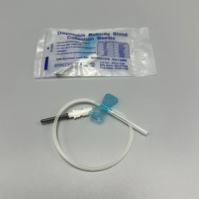 300 개/몫 일회용 나비 혈액 수집 바늘 더블 윙 유형 애완 동물 관리 룸 고양이, 02 100PCS, 03 Blue 23G