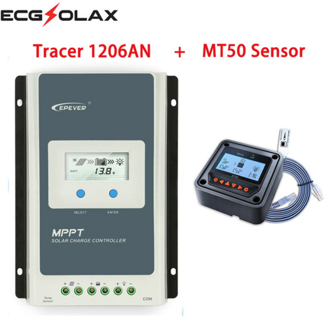 EPever 40A 30A 20A 10A MTTP 태양열 충전 컨트롤러 MT52 원격 미터 추적기 12V 24V 자동 태양 전지 패널 레귤레이터 4210AN-G3, 1206AN with MT50, 1개