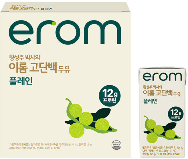 이롬 황성주 박사의 고단백 두유 플레인, 16개, 190ml