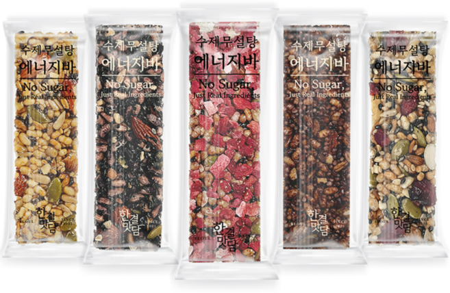 한결맛담 5종 무설탕 에너지바 글루텐프리 고식이섬유 영양바 견과바 견과류 간식, 40개, 22g