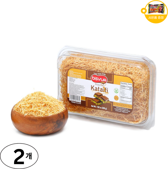 미국 직구 BISVUA 구운 카다이프 두쫀쿠 만들기 볶은 카다이프면 사은품 추가증정, 2개, 200g