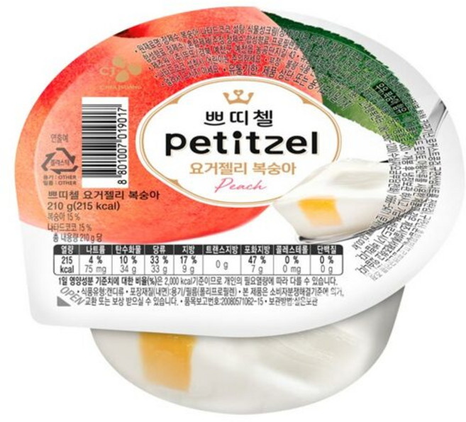 쁘띠첼 요거젤리 복숭아, 210g, 1개