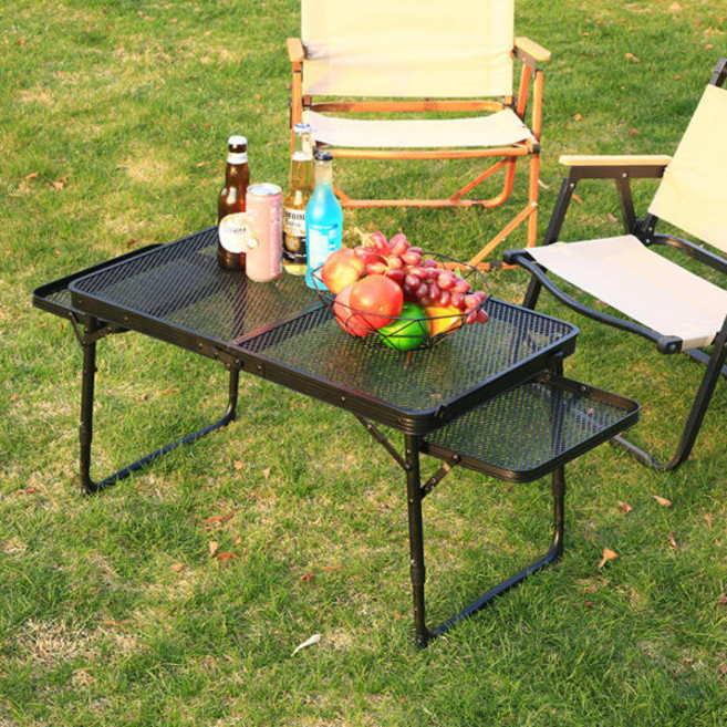 아이언메쉬 접이식 사이드윙 캠핑테이블 높 이조절 접이식 테이블