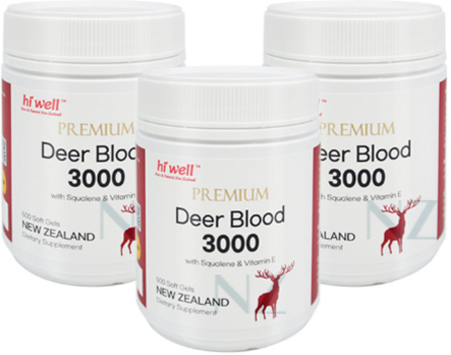 뉴질랜드 하이웰 프리미엄 녹혈 3000 500캡슐 디어블러드, 3개, 500정