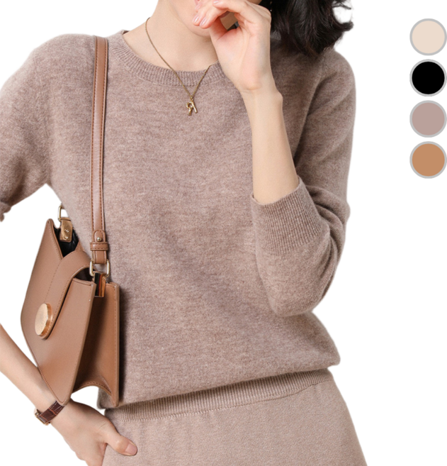 여성 니트 라운드넥 티셔츠