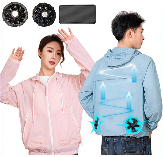 선풍기옷 +보조배터리10000mAh 자외선차단 냉방 에어컨 옷 여름 쿨링 선풍기조끼 USB 선풍기 옷 여름 현장 아이스 에어컨옷 작업복 냉풍조끼 여름 러닝 등산 아이스 옷