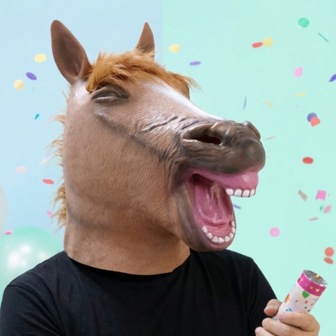 솔레르 웃는 말가면 말머리 성인용, 1개, 살색