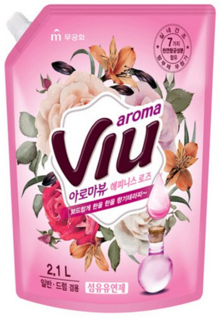 아로마뷰 해피니스 로즈 섬유유연제 리필, 2.1L, 7개