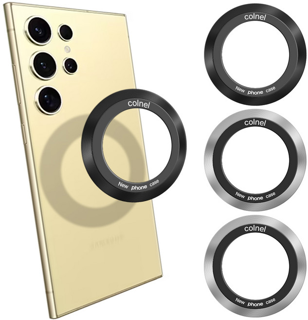 맥세이프 CD 더블링 플레이트 철판 스티커, 4개, 블랙2/실버2(보호필름)