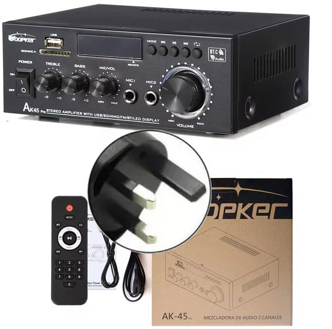WOOPKER AK45 820W BLUETOOTH HIFI 디지털 전력 스피커 가정용 베이스 가라오케용 정격 50W 채널 오디오 자동차, AK45 UK Plug, 1) AK45 Pro UK Plug