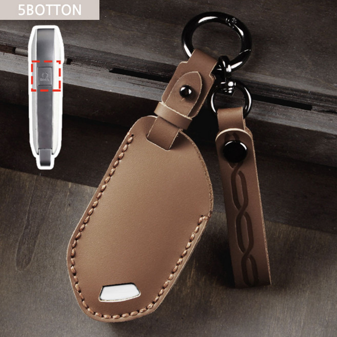 기아신형 스티치 소가죽 키홀더 케키이스 쏘렌토 스포티지 EV3 EV4 EV6 EV9, 5, 브라운