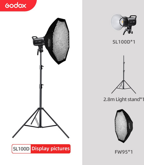 Godox SL100D SL-100D 100W 5600K 화이트 버전 LCD 패널 LED 비디오 라이트 연속 출력 보웬 마운트 스튜디, 07 SL100D Kit 8_01 CHINA, 1개