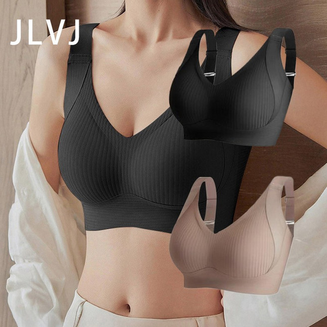JLVJ 여성 심리스 노와이어브라 속옷 브라탑 스포츠브라 브라 여자속옷 세트 2p//4p
