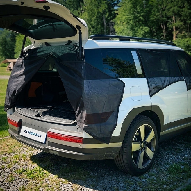 벤비아믹스 싼타페MX5 차박 모기장 세트 앞문 뒷문 트렁크 3종 캠핑 차크닉 햇빛가리개 사생활보호 그늘막 커튼 00362, 1세트, 2. 사이드미러 풀커버형 3종세트