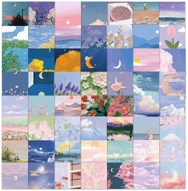 걸스코코 캐리어 노트북 스티커 스꾸 다꾸 캠핑 여행 리무버블 방수스티커 꾸미기스티커, 1세트, 06.유화느낌56장