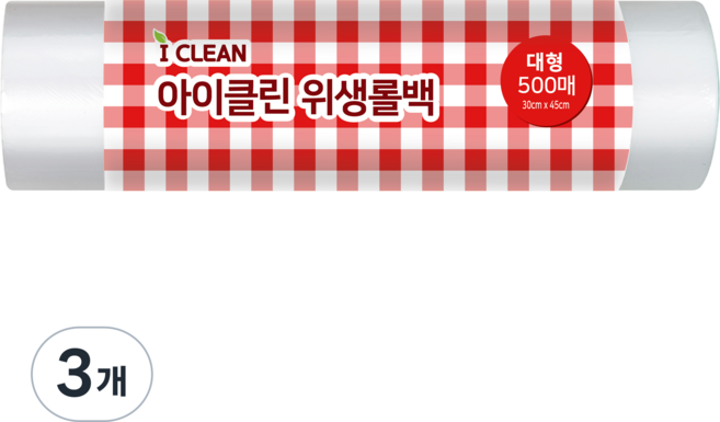 아이클린 위생 롤백 30cm x 40cm, 대(L), 500개입, 3개