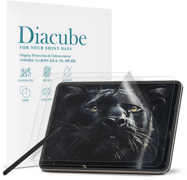 다이아큐브 로망티스메 태블릿 PC 14 저반사 사각사각 종이질감 항균 블루라이트차단 액정보호필름 2P 간편부착, 2개, 투명