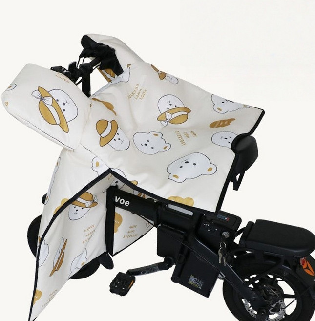 Tavoe전기 자전거 바람막이 접이식 전기차 방풍 커버 고밀도 방수 방풍 가볍고 접이식 겨울 필수 보온 필수품T258-023, 1개, 흰색