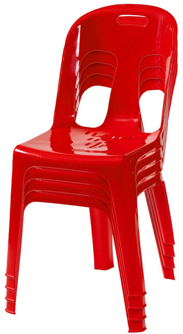 플라스틱의자 등받이의자 야외의자 행사 편의점 포장마차 간이용 보조 4개, 레드(4개)