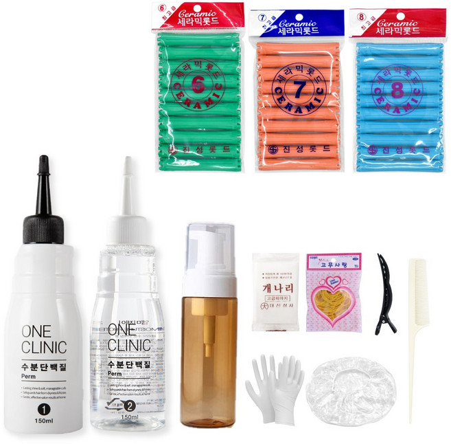 마이홈살롱 남자 셀프펌 파마세트, 1개, 굵은웨이브(6,7,8호)