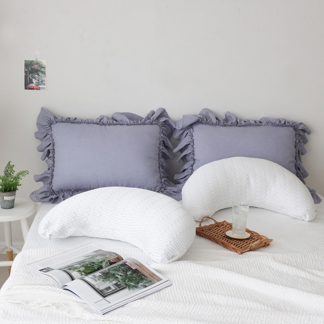 코지코튼 오싹 차가운 냉감 반달 쿠션커버 코오롱 포르페 스노우터치 미용실쿠션 수유쿠션 독서쿠션, 커버만, (위시본)화이트