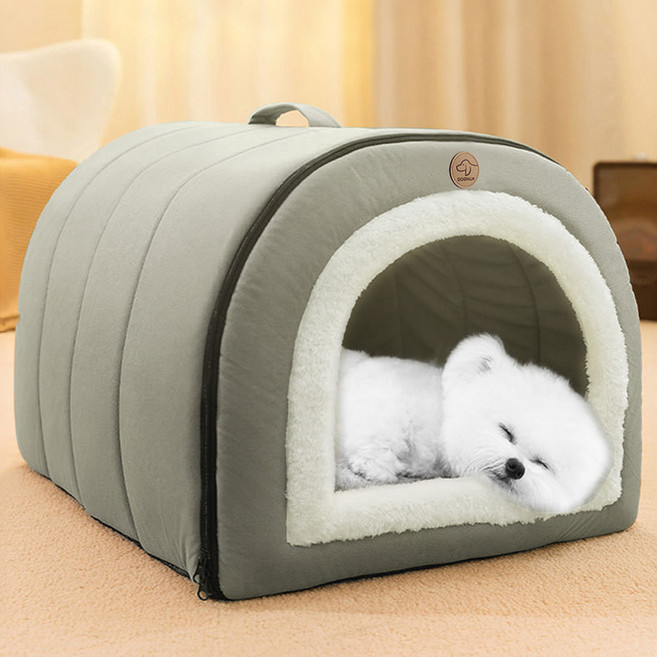도그팜 방석 겸용 사계절 강아지집 고양이 하우스, 그린, 1개