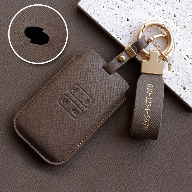 (무료각인)트니르 르노삼성 호환 아르카나 QM6 SM6 XM3 차 키케이스 키링 키홀더 차량용품, 르노A타입, 카푸치노