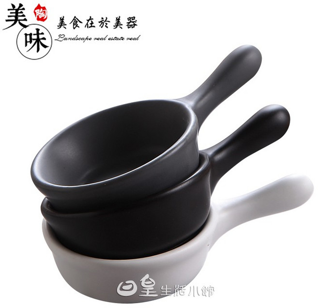 日皇生活小館 日式陶瓷把手小碟子, 1個, 黑色