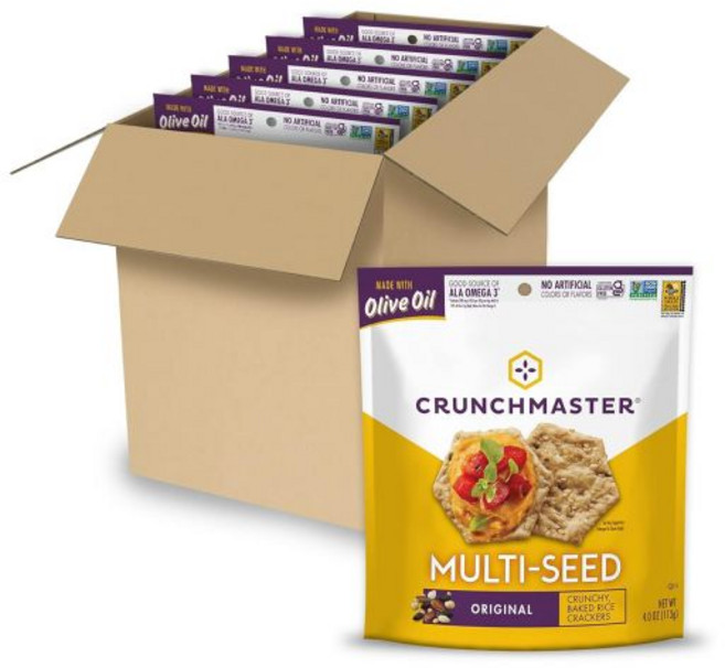 Crunchmaster 베지터블 비건 과자 스낵 크런치마스터 글루텐 프리 멀티 씨드 얼티밋 에브리씽 크래커 4온스 6개 묶음, 113g