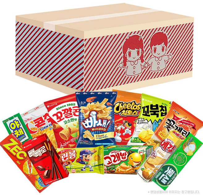 과자 랜덤박스 럭키박스 어린이용 10p 제조일최신제품 중형이상봉지과자 선물용박스사용 과자랜덤박스 과자럭키박스선물세트 어린이날 단체 행사 답례품, 1개