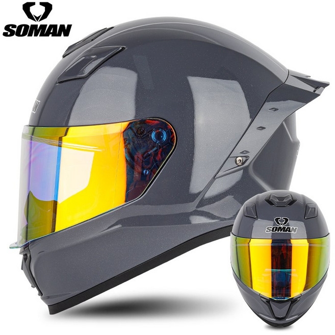 soman F1 全罩式安全帽 降噪 安全認證 插釦 拆洗內裡 耳機槽, 水泥灰,XXL(61-62CM)