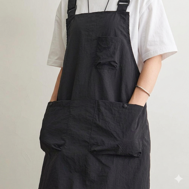 블루유 예쁜 카페 바리스타 앞치마 방수 주방 H형, 블랙H, 1개