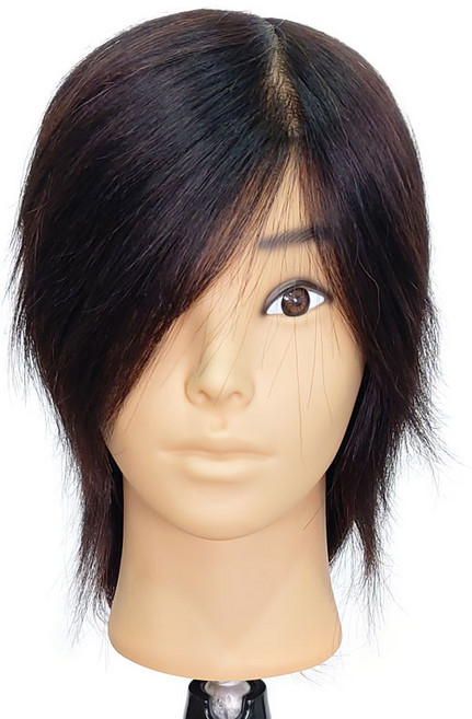 BEUGA(뷰가) 인모 100프로 남자 연습용 통가발 G타입 작은 두상 블랙 헤어 커트 드라이 아이롱 펌 염색 미용 연습 가발, 1개