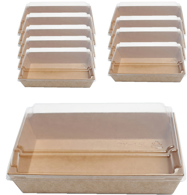 피크닉하우스 크라프트 케이스 일회용도시락 본체 + 뚜껑 중, 1개입, 10개