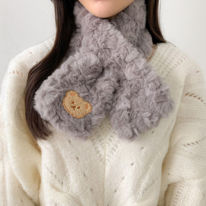 블루씨티 버블 곰돌이 쁘띠 퍼 머플러 목도리