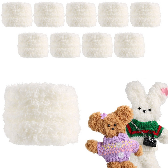 [모핸] 15mm 털 철사 모루, 10개, 크림