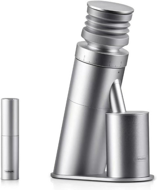 커피 그라인더 비심플 4세대 자기 도징 컵이 포함된 일회용 버 정전기 방지 디자인이 전기 원두 에스프레소 컴팩트 및 가정용 블랙, Silver