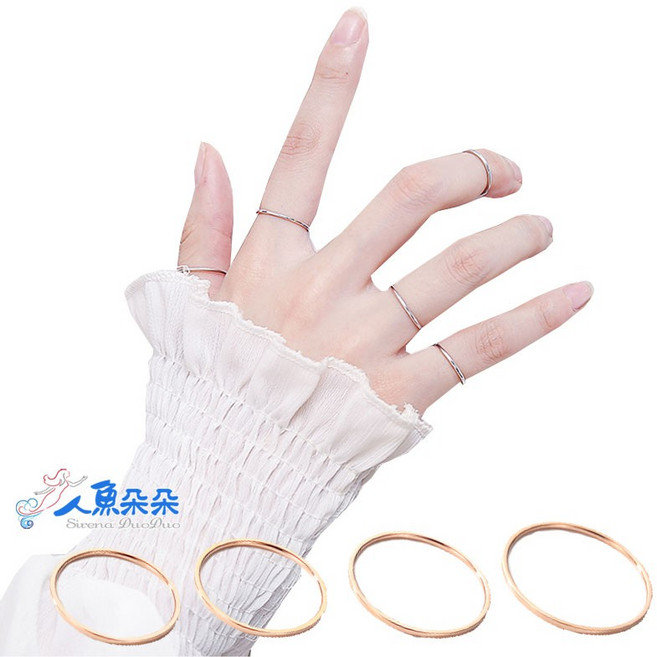 人魚朵朵 純銀細版戒指 簡約光面關節線戒