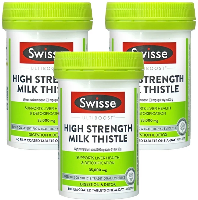 스위스 울티부스트 하이 스트렝스 밀크 시슬 엉겅퀴 추출물 500mg 타블렛, 60정, 3개 - 쿠팡